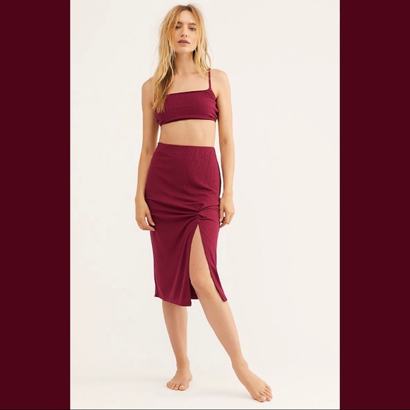 Free People Golden Hour Burgundy Skirt Set - Picture 4 of 13